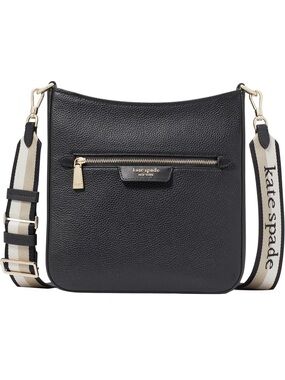 kate spade Black Pebbled Leather Crossbody with Branded Strap